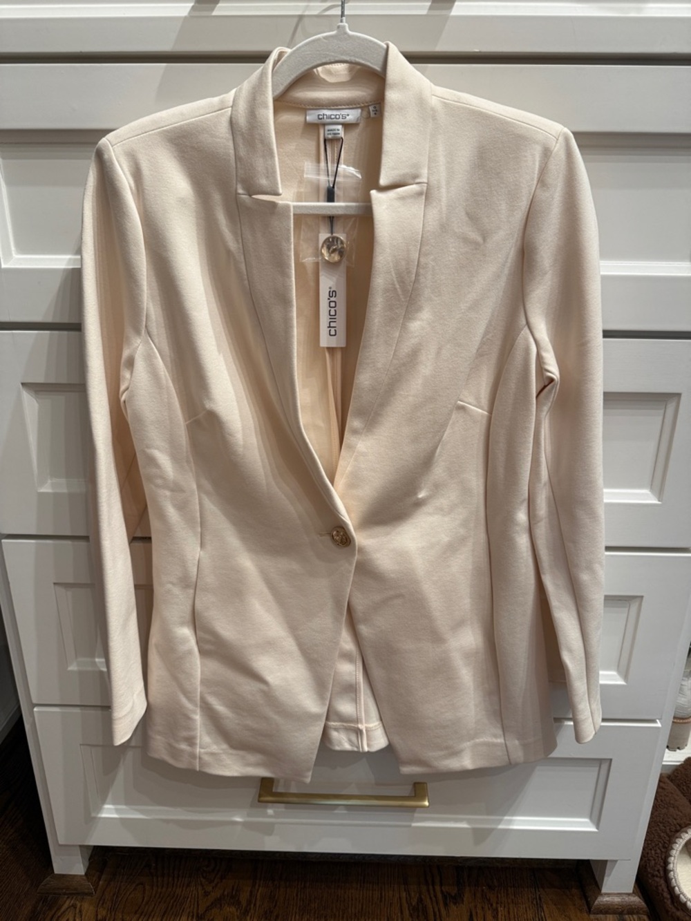 Chico's Light Cream Tailored One-Button Blazer